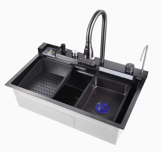 All-in-One Gunmetal Grey Finished Stainless Steel Kitchen Sink