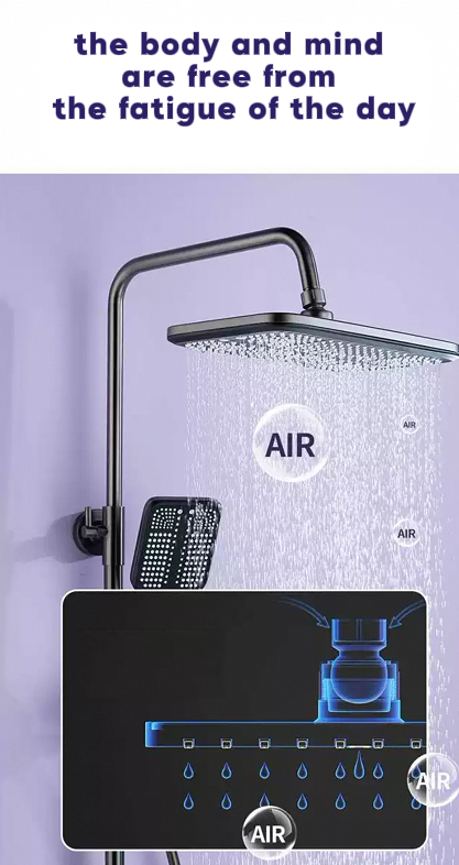 Thermostatic Shower System, Modern Shower Head Set with 4 Piano Key, Ambient Lighting, Digital Display, 300x200mm Rain Shower Faucet Sets Complete and Handheld, Height Adjustable