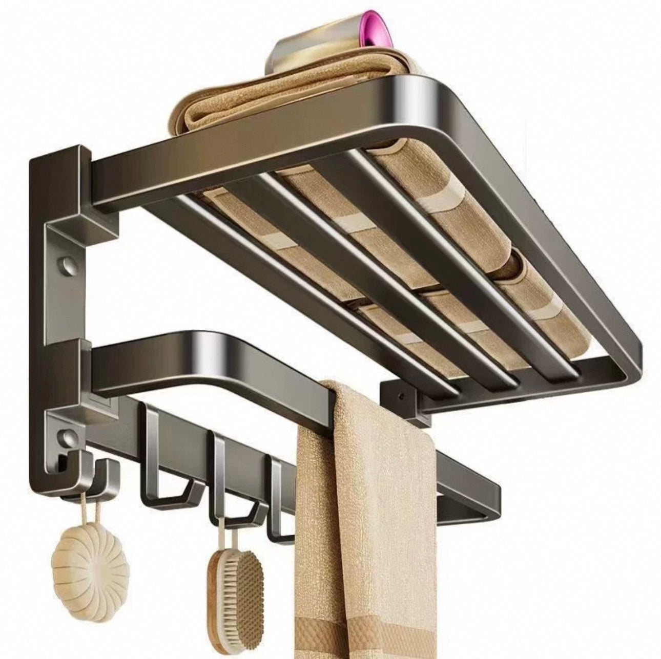 5 Pieces Bathroom Hardware Accessories Set in Gunmetal Grey
