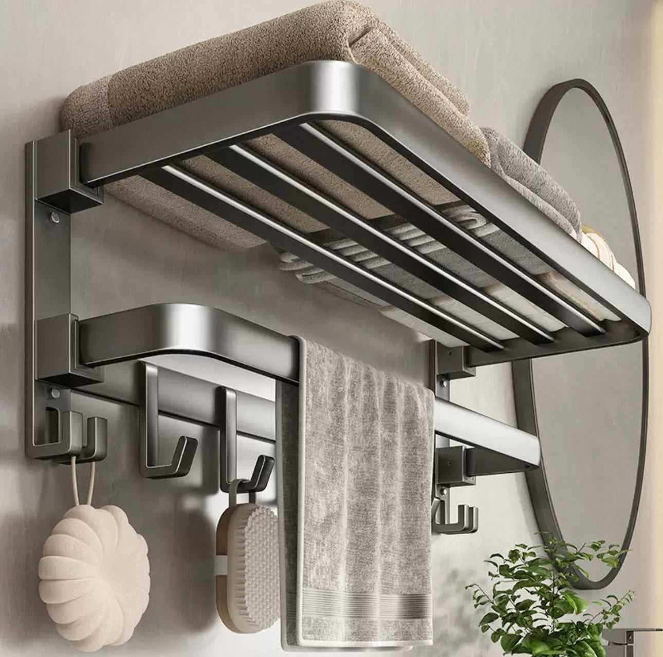 5 Pieces Bathroom Hardware Accessories Set in Gunmetal Grey