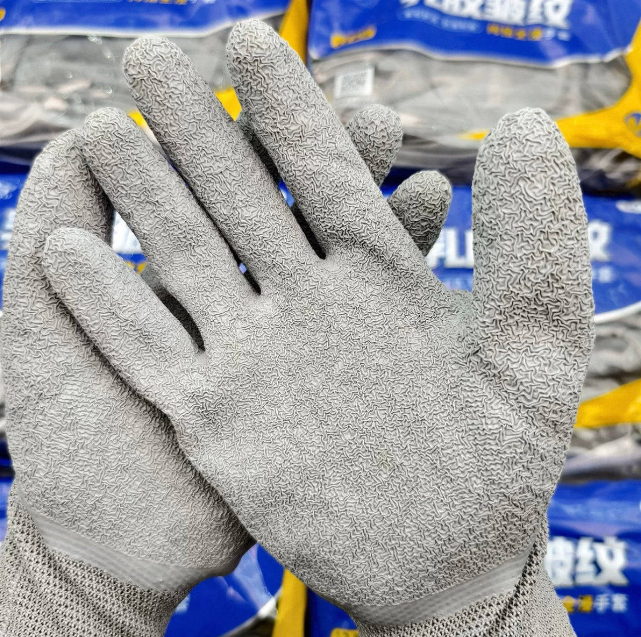 12 Pairs Blue Latex Coated Gloves Set
