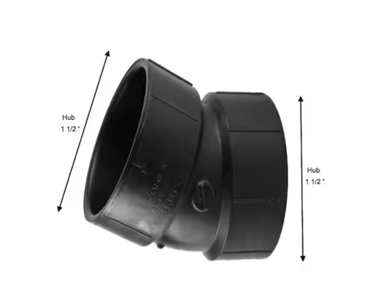 ABS DWV 22.5° Elbow 1 1/2" 2" 3" 4"