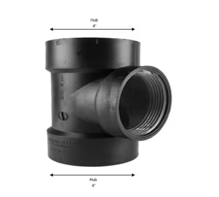 ABS Flush Cleanout Tee 1 1/2" 2" 3" 4"