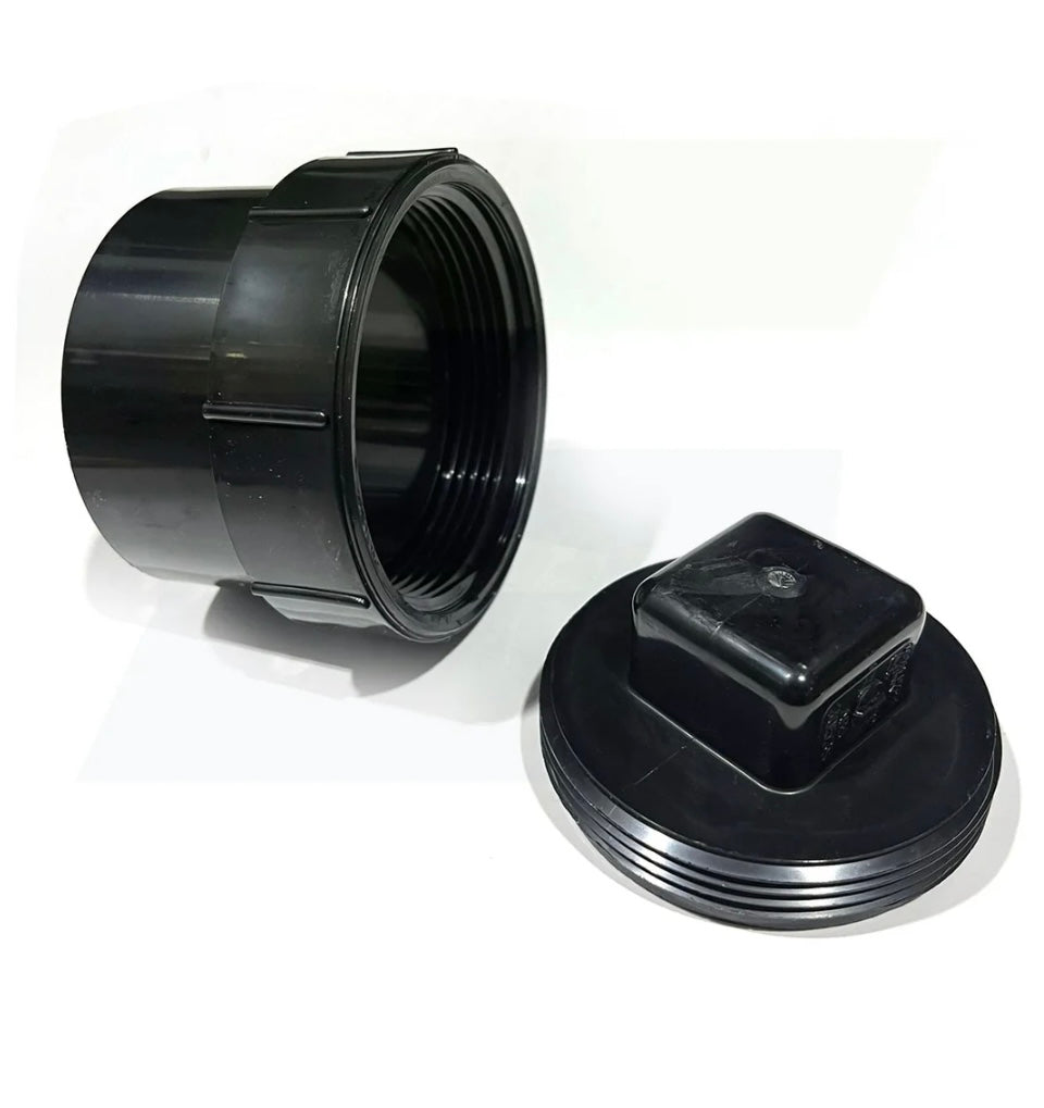 ABS DWV Cleanout Adapter with Cleanout Plug 1 1/2" 2" 3"