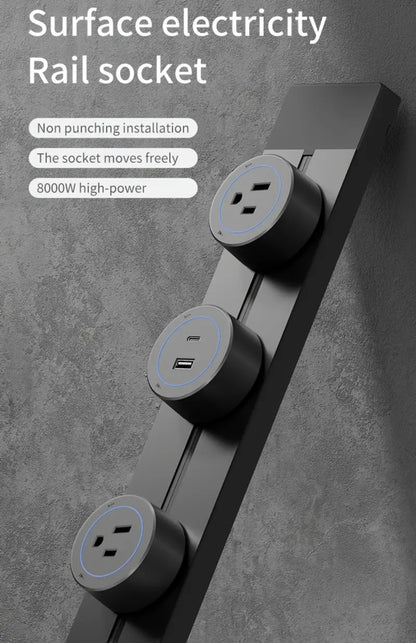 Electrical Outlet Power Track Socket Mount Multiple Plug Charger Kitchen Sockets