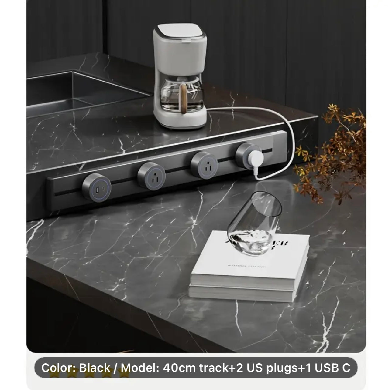 Electrical Outlet Power Track Socket Mount Multiple Plug Charger Kitchen Sockets