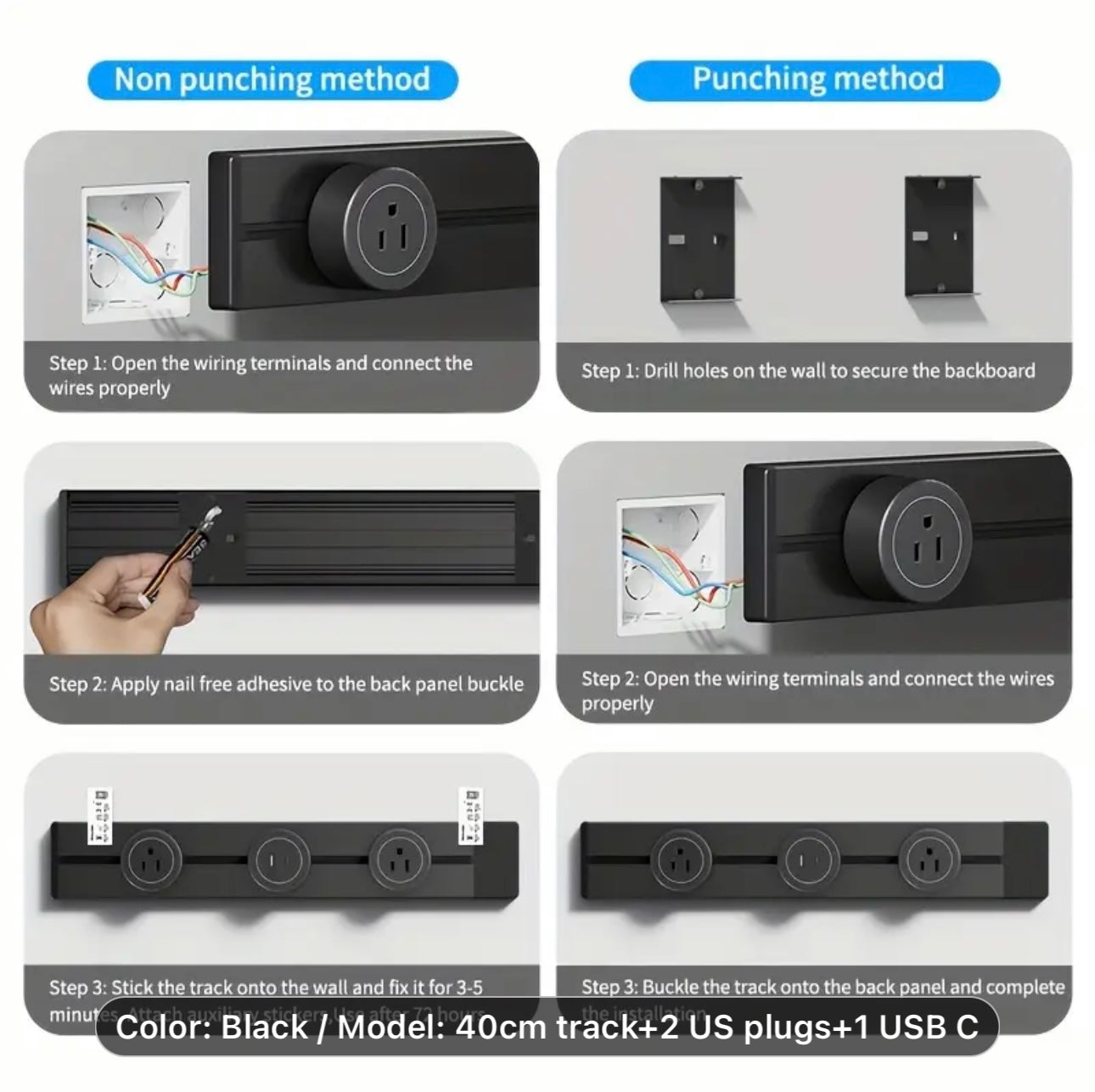 Electrical Outlet Power Track Socket Mount Multiple Plug Charger Kitchen Sockets