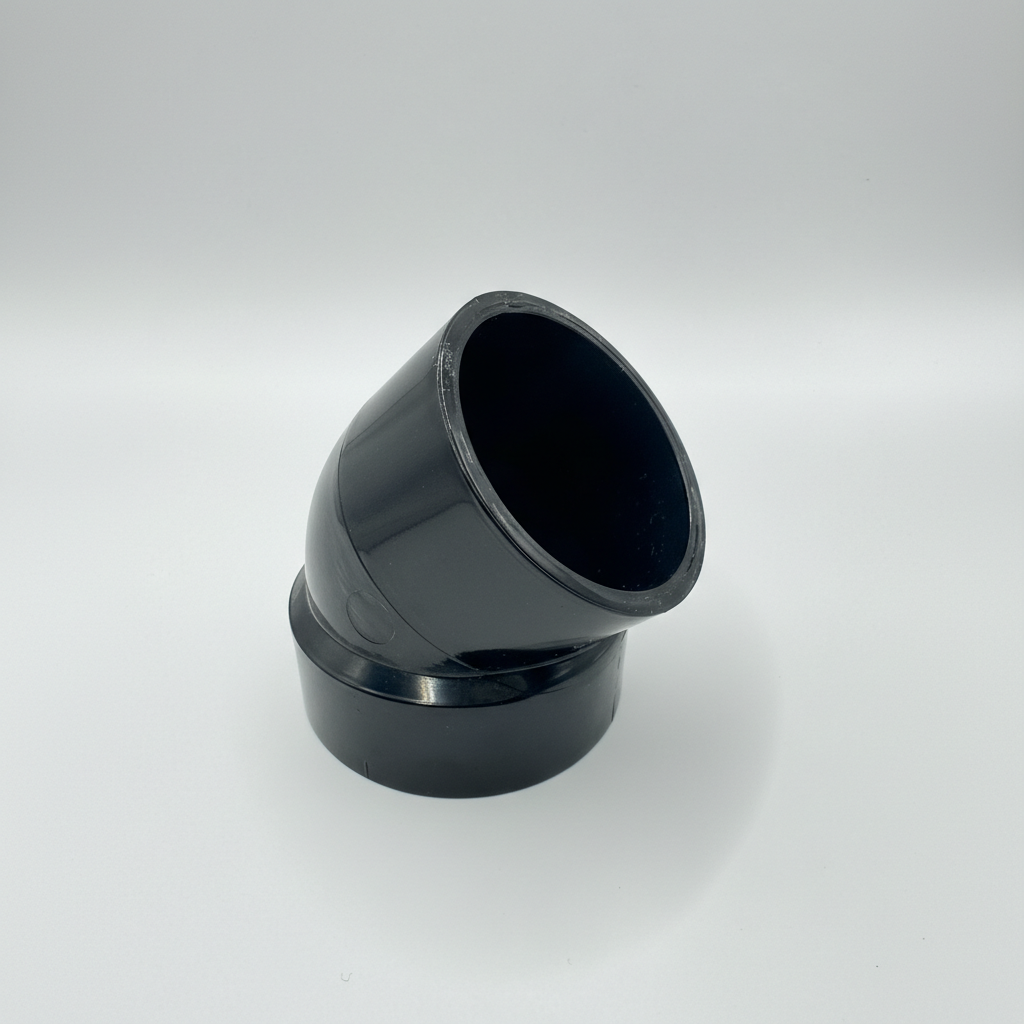 ABS DWV 22.5° Street Elbow (1/16 Bend) | Spigot x Hub | 1-1/2" to 4"