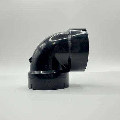 ABS DWV 90° Vent Elbow | Short Radius | Hub x Hub | 1-1/2" to 4"