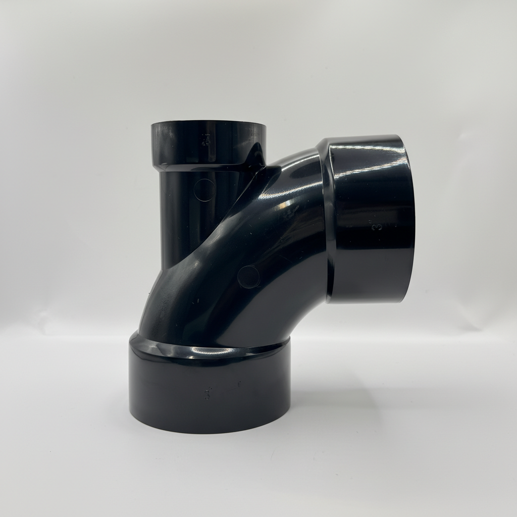 ABS 90° Elbow with Low Heel Inlet | 3" x 3" x 2" | DWV Hub Fitting| Magnum Plumbing Wholesale