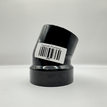 ABS DWV 22.5° Street Elbow (1/16 Bend) | Spigot x Hub | 1-1/2" to 4"