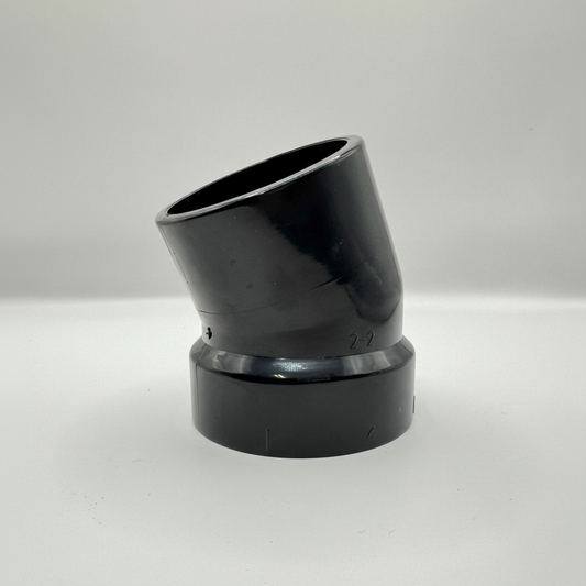 ABS DWV 22.5° Street Elbow (1/16 Bend) | Spigot x Hub | 1-1/2" to 4"